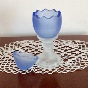Glass, blue Easter egg on stand